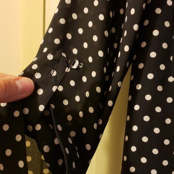 BCX Polka Dot 3/4 Sleeved Blouse, Size Small - Picture 3 of 4